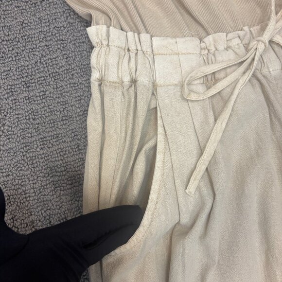 Free People Mixed Media One Piece Beige Sleeveless Jersey Knit Top Ruched Leg - Picture 8 of 14